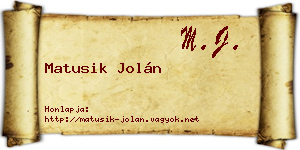 Matusik Jolán névjegykártya