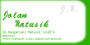 jolan matusik business card